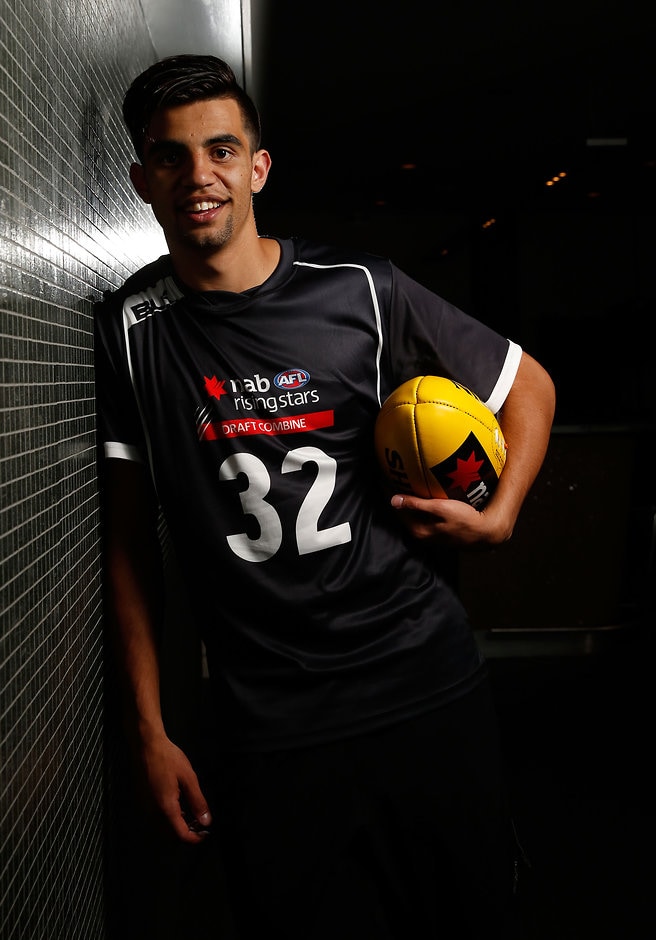AFL 2015 Media - NAB AFL Draft Combine Portraits MELBOURNE, AUSTRALIA - OCTOBER 10: Wayne Milera poses for a portrait during day 2 of the 2015 NAB AFL Draft Combine at Etihad Stadium, Melbourne on October 10, 2015. (Photo: Adam Trafford/AFL Media)